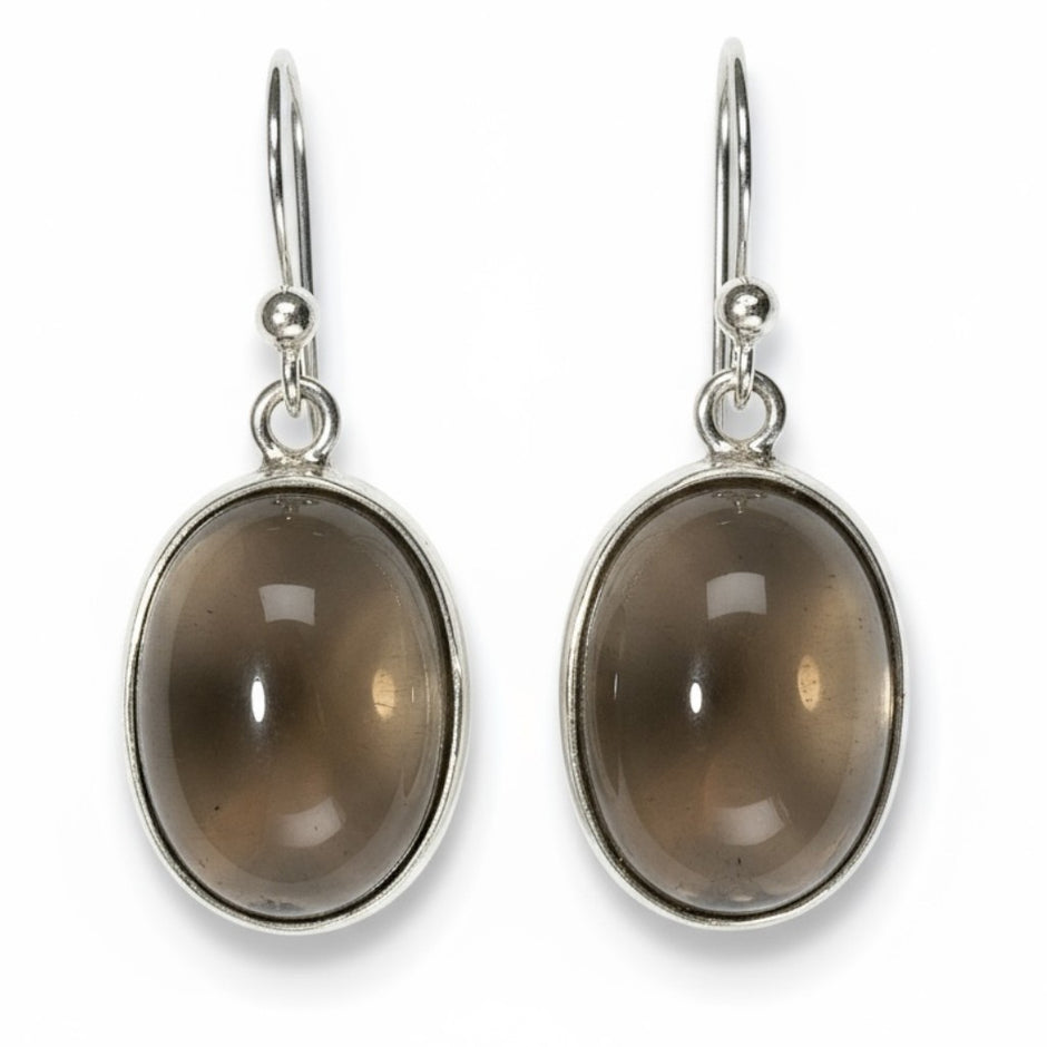 Boucles d'oreilles en quartz fumé et argent