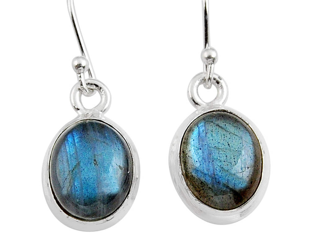 Boucles labradorite argent